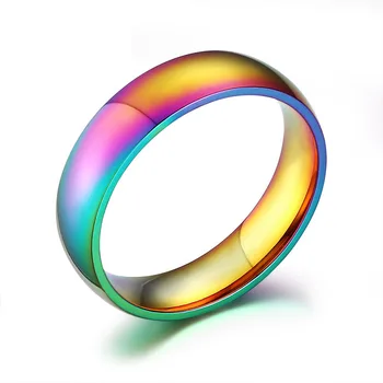 LGBT Rainbow Ring Gėjų Spalvinga Vyrai Moterys iš Titano, Nerūdijančio Plieno Homoseksualų Pora, Žiedai, Papuošalai Vestuvių Juostoje Visu Dydžiu