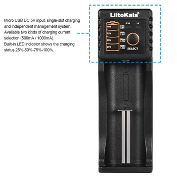 Liitokala Lii-100 Baterijos Įkroviklio 18650 26650 4.35 V / 3.2 V / 3,7 V / 1.2 V Rechareable Baterija