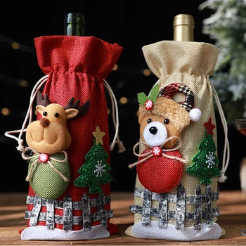 Linksmų Kalėdų Dekoracijos Namų Santa Claus Vyno Butelis Gimdymo Noel Lentelė Sniego Gyvulių Dovana Kalėdų Navidad Laimingų Naujųjų Metų