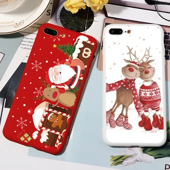 Linksmų Kalėdų Senelio Elnias Spausdinimo Minkštos TPU Dėklai iPhone 12 11 Pro XS Max Mini 7 8 6 6S Plius XR X 5 5S SE 2020 Atveju Rubisafe