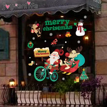 Linksmų Kalėdų Sienų Lipdukai Mados Santa Claus Briedžių Langą, Vaikų kambarys Naujųjų Metų Sienų Lipdukai Namų Lipdukai Apdailos Reikmenys