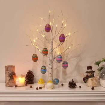 Linksmų Velykų Dekoro Led Beržas Šviesos Medis Velykų Kiaušiniai Kabinti Ornamentu Medžio Įvykis Šalies Prekių Puošybą Namų Lentelė