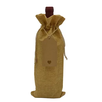 Lino raišteliu kišenėje, linas vyno krepšys + žymeklį nustatyti, vyno butelį, maišelį, vyno aklas degustacijas krepšys