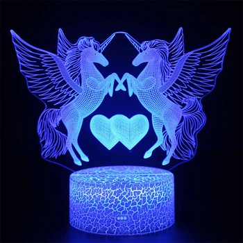 Linson 3D vienaragis Led Šviesos vienaragis Gyvūnų Lempa Led Nakties Šviesos USB Stalas Stalo Lempa Luminaria Namų Puošybai Vaikams, Žaislų, Dovanų