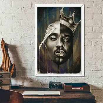 Liūdnai B. I. G Biggie Smalls Tupac 2PAC Shakur Hip-Hop Gangsta Rap Muzikos Meno Tapybos Plakatas Sienos, Namų Dekoro aukštos kokybės namų Dekoro Vaikų kambarys be Rėmelio o415