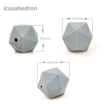 LOFCA Silikono Granulių Icosahedron 10vnt Teether Kramtyti Kūdikių Papuošalai Karoliai Šešiakampis Teether 
