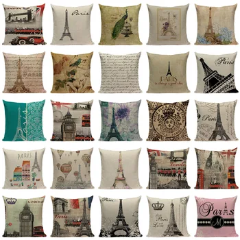 Londono dekoratyviniais Atspausdintas Mesti Pagalvės namų pagalvėlės apima Londono Tiltas, paryžiaus Eifelio Bokštas pagalvėlė pagalvėlė Dropshipping