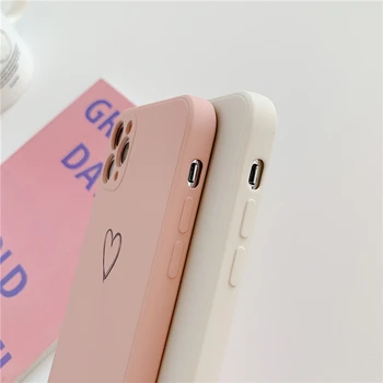Lovebay NAUJA Meilė Širdyje Aikštėje Silikoninis Telefono dėklas Skirtas iPhone 11 Pro Max XS Max XR X 7 8 Plus SE 2020 Saldainiai Kietosios Spalvos Minkštas Atveju