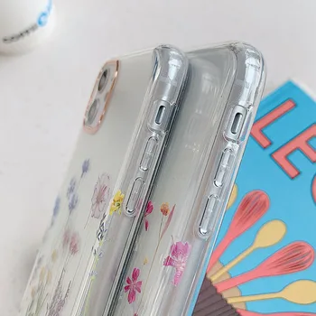LOVECOM Mielas Lapų Gėlių atsparus smūgiams Telefono dėklas Skirtas iPhone 12 Mini Pro 11 Max XR XS Max 7 8 Plus X Minkštas Aišku, galinis Dangtelis Coque