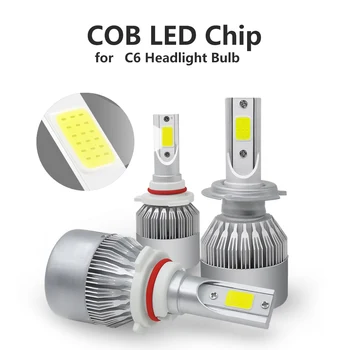 LSlight LED, COB (Chip 12V Automobilio Žibintų Lemputės H1 H3 H4 H7, H11 9004 9005 9006 9007 COB Šviesos Šaltinis Balta Pakeisti C6