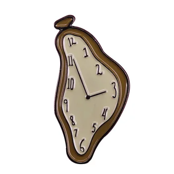 Lydytas laikrodis atlapas pin Salvadoras Dali ženklelis siurrealistinis menas sagė laiko papuošalai mielas marškinėliai striukės priedai