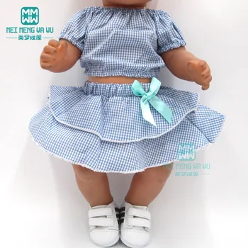 Lėlės drabužių 43cm baby new born lėlės ir amerikiečių lėlės mėlyna skara suknelė bateliai