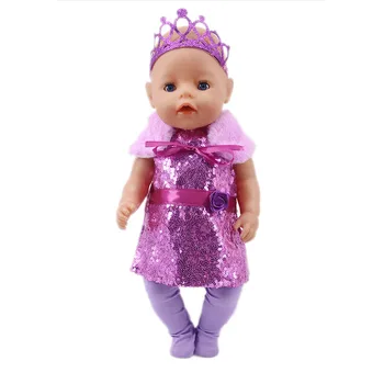 Lėlės Drabužių Violetinės Serijos Dsiney Mermaid Dress Batai 18 Colių Amerikos&43CM Reborn Baby New Born Lėlės ,Mergaitės, Rusija Žaislas 