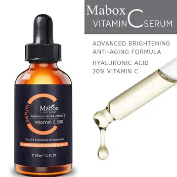 MABOX Natūralus Vitaminas C, Citrinų Serumas Balinimo Išnyks Tamsių Dėmių Šviesesnis Odos Anti-Senėjimo Raukšlių Essencial Naftos TSLM2