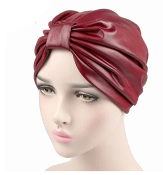 Madingų moterų PU odos turbaną twist turbaną plaukų juosta cheminė šukuosena plaukų aksesuarai Turbante skrybėlę turbaną naujas hijab