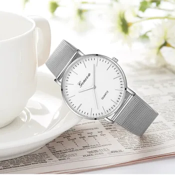 Mados Atsitiktinis laikrodžiai, Moteriški Vyrai ŽENEVOS Moteriški Klasikiniai Kvarcas Nerūdijančio Plieno Riešo Laikrodžių Apyrankės, Laikrodžiai