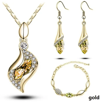 Mados Aukščiausios Kokybės Elegantiško, prabangaus dizaino naujos mados spalvinga Austrijos krištolo lašas Aukso Grandinės juvelyrikos rinkiniai moterims, dovana