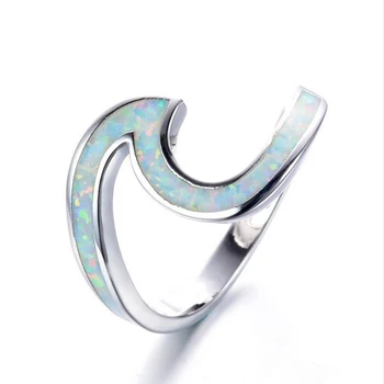 Mados Banga Žiedai Moterims Priedai Žavesio Blue Fire Opal Žiedas Vestuvių Papuošalai Bohemijos Pareiškimas Ponios Dovanos