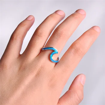 Mados Banga Žiedai Moterims Priedai Žavesio Blue Fire Opal Žiedas Vestuvių Papuošalai Bohemijos Pareiškimas Ponios Dovanos