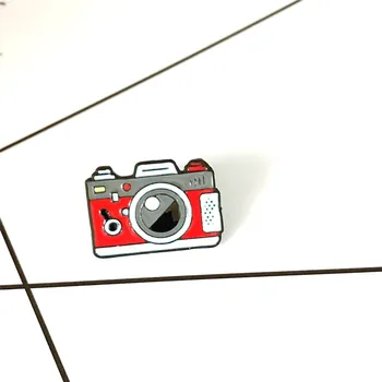 Mados Cartoon Camera Emaliuota Segė 3 Spalvų Šviesą Kamera Moterų Atlapas Pin Sagės Drabužių, Aksesuarų, Papuošalų Draugams Dovanų