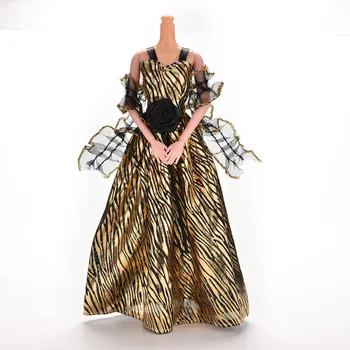 Mados Golden Lady Juostele Fantazijos Lėlės Drabužius, Rankų darbo Partijos Apranga Mados Suknelė Barbie Lėlės aukštos kokybės
