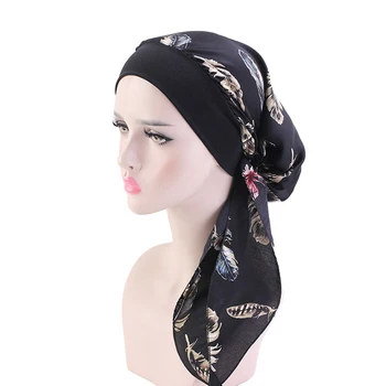 Mados gėlių spausdinti moterų vidinis hijabs bžūp musulmonų galvos skara turbaną variklio dangčio nešioti Islamo ponios wrap pagal hijab kepurės