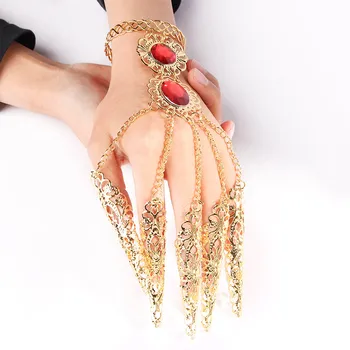 Mados Indijos, Tailando Golden Finger Apyrankę Šviečia Raudona Kristalų Mergina Pilvo Šokio Apyrankės Papuošalai