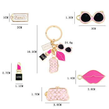Mados išskirtinį keychain akiniai, piniginė, lūpų dažai, lūpų priedai kūrybos dovanėlės ponios moterys, krepšiai key chain papuošalai