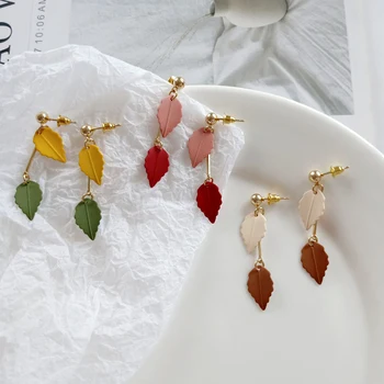 Mados lapai kutas Mielas, Romantiškas, kūrybingas spalvų lapų stud auskarai temperamentas joker Kutas auskarai moterims fine jewelry