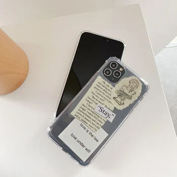 Mados Meno Estetinių Meilės Laišką Telefono dėklas Skirtas iPhone 12 11 Pro XS MAX SE 2020 XR X 7 8 Plus atsparus smūgiams Silikoninis Aišku, Padengti