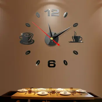 Mados Modernus Didelis Sieninis Laikrodis 3D Veidrodis Lipdukas Unikalus ir Didelis Skaičius Watch 