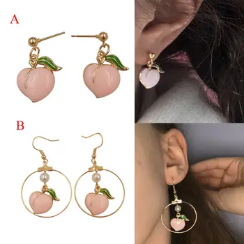 Mados naujų persikų stud auskarai moterims sutartis joker cute girl persikų moterų stud auskarai fine jewelry 