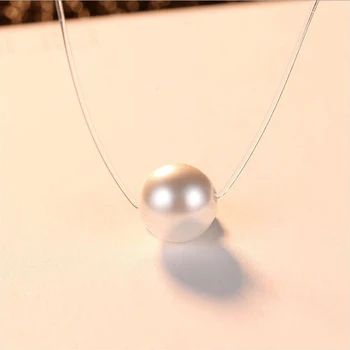 Mados Nematomas Kristalų Žuvų Linijos Baltos Imituojamas Perlų Karoliai Pakabukas Moterų Klasikinis Perlų Choker Karoliai Collier B041