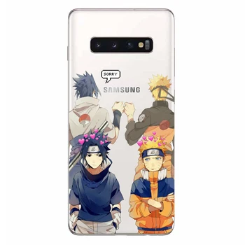Mados Paramos Anime Naruto Uzumaki Sasuke kakashi Padengti Minkšta Animacinių filmų Telefono dėklas Samsung Glaxy S/Pastaba 6 7 8 9 10 Lite