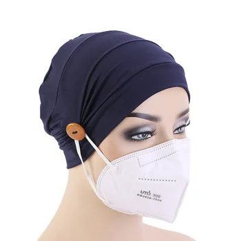Mados spausdinimo ponios Turbaną variklio dangčio minkštos medvilnės arabų antklodės viršaus Mazgas hijab kepurės moterų galvos skara nešioti ponios turbante