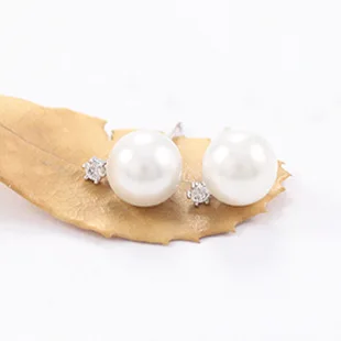 Mados Vestuvių Pearl Juvelyrika Priedai balto aukso Auskarai Elegantiškas Kristalai, sidabro spalvos Stud Auskarai Moterims