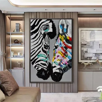 Mados Šiuolaikinio Abstraktaus Gyvūnų Spausdinti Zebra Plakatas Naftos Tapyba Ant Drobės, Nuotraukos Sienos Meno Kambarį Namų Dekoro