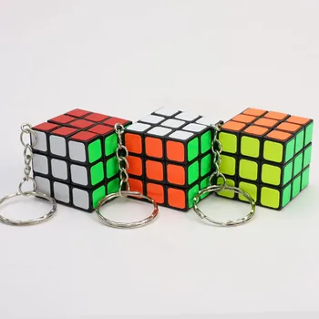 Magiški Kubeliai Keychain 3x3x3 3CM Magija Kubeliai Pakabukas Pasukti Puzzle Žaislai Vaikams Dovanų Magic Cube