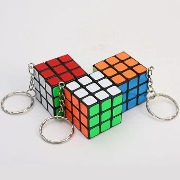 Magiški Kubeliai Keychain 3x3x3 3CM Magija Kubeliai Pakabukas Pasukti Puzzle Žaislai Vaikams Dovanų Magic Cube