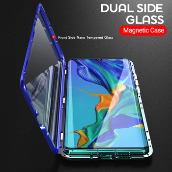Magnetinio Absorbcijos Metalo Atvejais, Samsung Galaxy A70 2019 Telefono Dangtelį Dvipusis Stiklo 360 atsparus smūgiams SamsungA70 GalaxyA70
