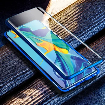 Magnetinio Absorbcijos Metalo Atvejais, Samsung Galaxy A70 2019 Telefono Dangtelį Dvipusis Stiklo 360 atsparus smūgiams SamsungA70 GalaxyA70