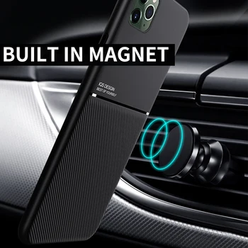 Magnetinio Automobilį Telefono dėklas skirtas iPhone 11 Pro MAX XR XS 12 Mini 6s 7 8 Plius Built-in Magnetai, Metalo Plokštė Minkštos TPU atsparus smūgiams Dangtis