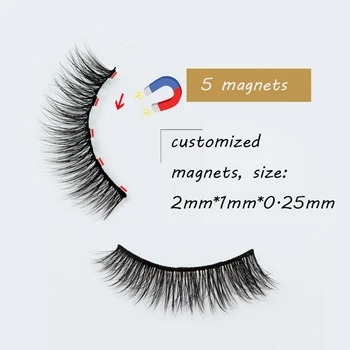Magnetinio Blakstienos su 5 poros Magnetai Rankų darbo Daugkartinio naudojimo 3D Mink Netikrų Blakstienų Makiažo dirbtiniais magnetique naturel Pincetu