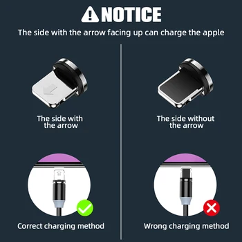 Magnetinio Laidu Teka Šviesos diodų (LED Micro USB Laidą Įkrovimo kabelis Samsung Tipas-c 