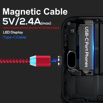 Magnetinio Tipo C Įkrovimo Kabelis Samsung Galaxy S10 S20 A50 Huawei P20 30 garbę 9X 20 30 Pro Redmi Pastaba 8 9 s Telefono usb įkroviklis