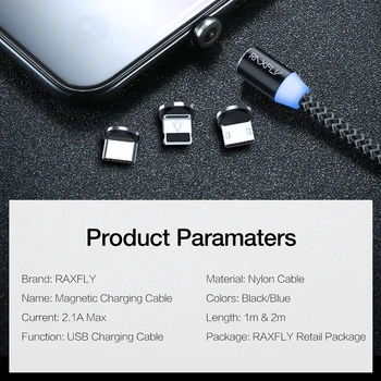 Magnetinis Įkroviklis, Micro USB Laidas RAXFLY Magnetas Mokestis Laidą 