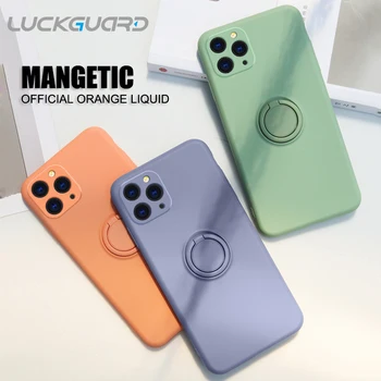 Magnetinis Žiedas Soft Case For iPhone 7 8 6 6s Plius Originalus Skystu Silikonu Padengti atsparus smūgiams, 