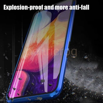 Magnetinės Metalo Case For Samsung Galaxy Note 20 Ultra 10 Pro 9 S10 S20 S8 S9 Plus A51 A71 A50 A70 A10 A20 Dviguba Šoninio stiklo danga