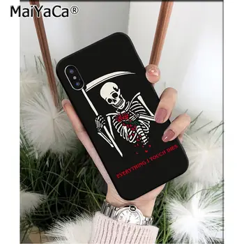MaiYaCa Rose Skeletas Vertus, Kaukolė TPU Minkštas Telefono dėklas Dangtelis Apple iPhone 8 7 6 6S Plus X XS MAX 5 5S SE XR 11 11pro max dangos