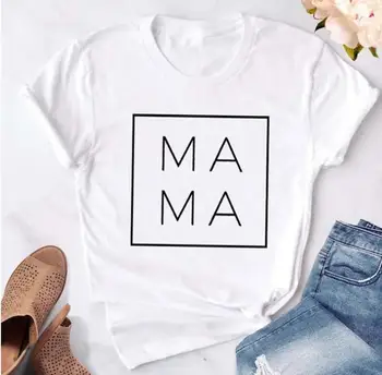 MAMA Laiškas Spausdinti Marškinėliai Moterims trumpomis Rankovėmis O Kaklo Laisvus Marškinėlius 2020 M. Vasarą Moterys Priežastinis Marškinėliai, Topai Camisetas Mujer
